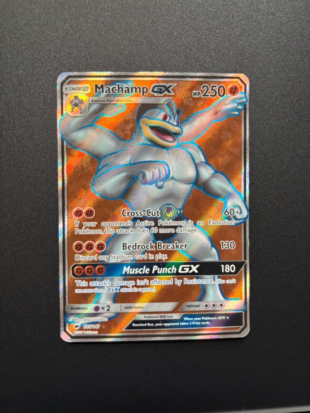 Pokemon Machamp GX Holographic Orange Silver Card